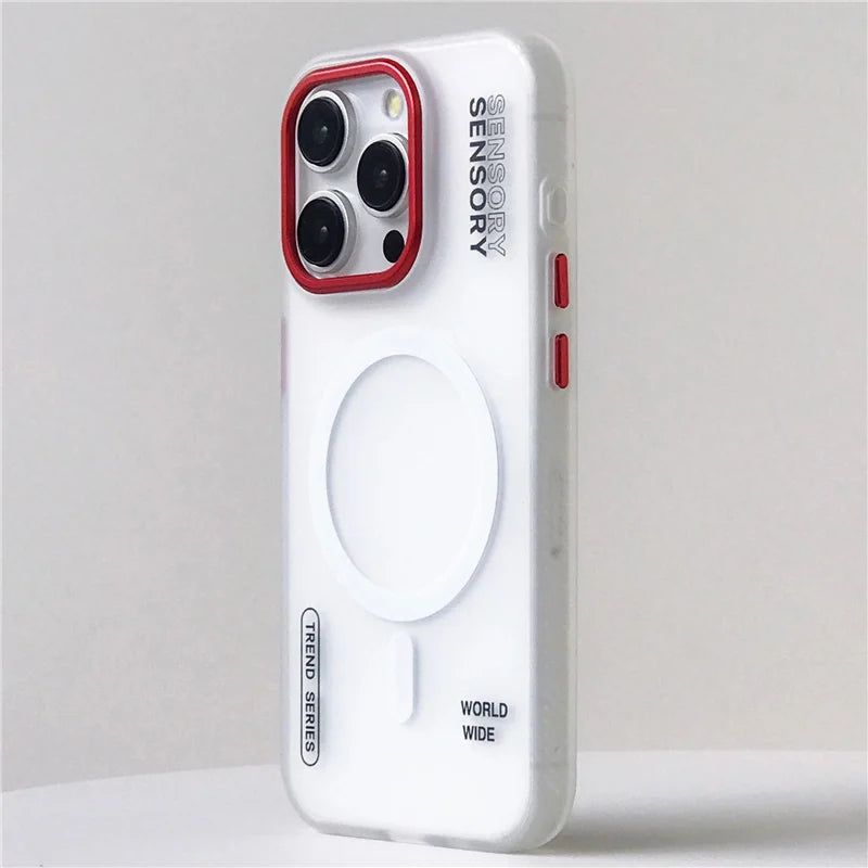 For Magsafe Wireless Charge Cases For iPhone 16 13 12 14 15 Pro Max Matte Magnetic Trendy Shockproof Armor Case Metal Lens Cover - Caseverse