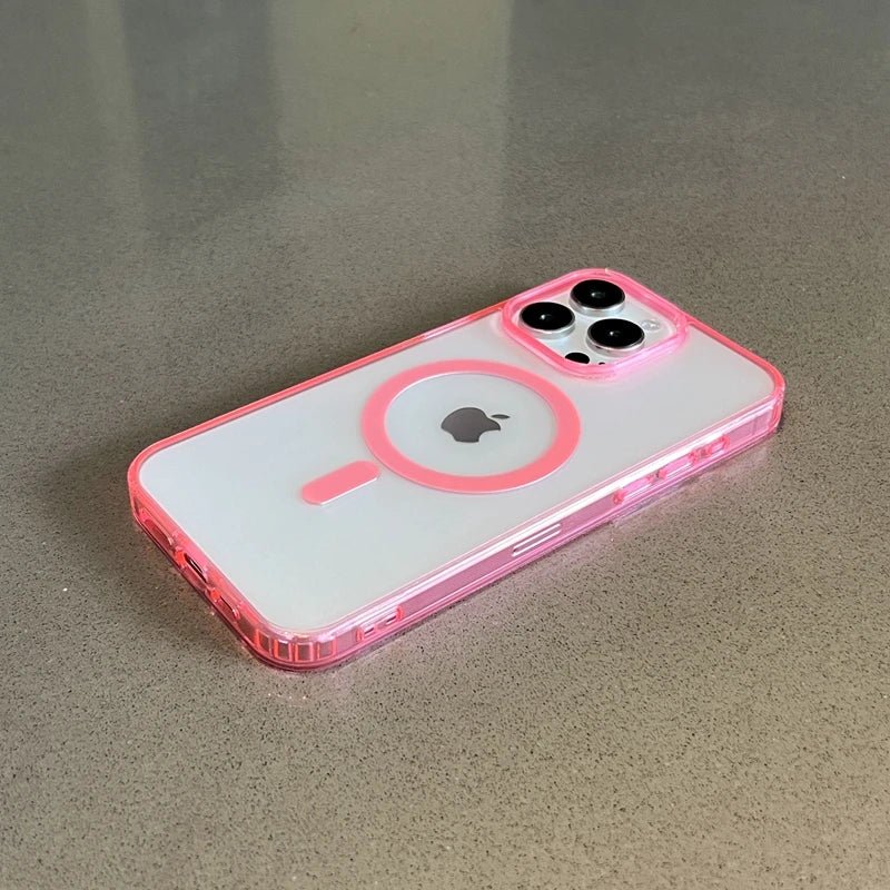 Luxury Matte Magsafe Wireless Charging Phone Case For iPhone 11 12 13 14 15 16 Pro Max Plus Bumper Magnetic Transparent Cover - Caseverse