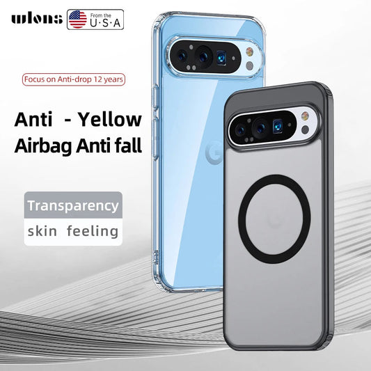 For Google Pixel 9 Pro XL 8 7 Pro 8a 7a Magsafe Case Matte White & Clear Wireless Charging Shockproof Magnetic Armor Cover Caseverse