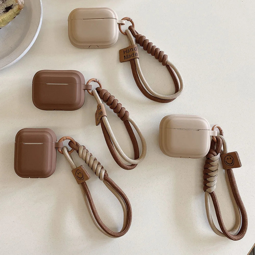 caramel color soft silicone earphone case with bracelet fall prevention couple for airpods 2 3 pro 2 bluetooth charging box case Caseverse