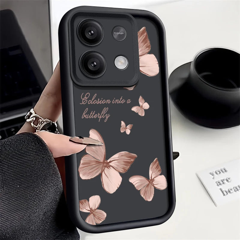 Shockproof Golden Butterfly Case For Xiaomi Redmi Note 13 12 11 10 Pro 4G 11s 14 Funda Poco F6 X6 X5 14T 11T 13T Pro 5G Cover Caseverse
