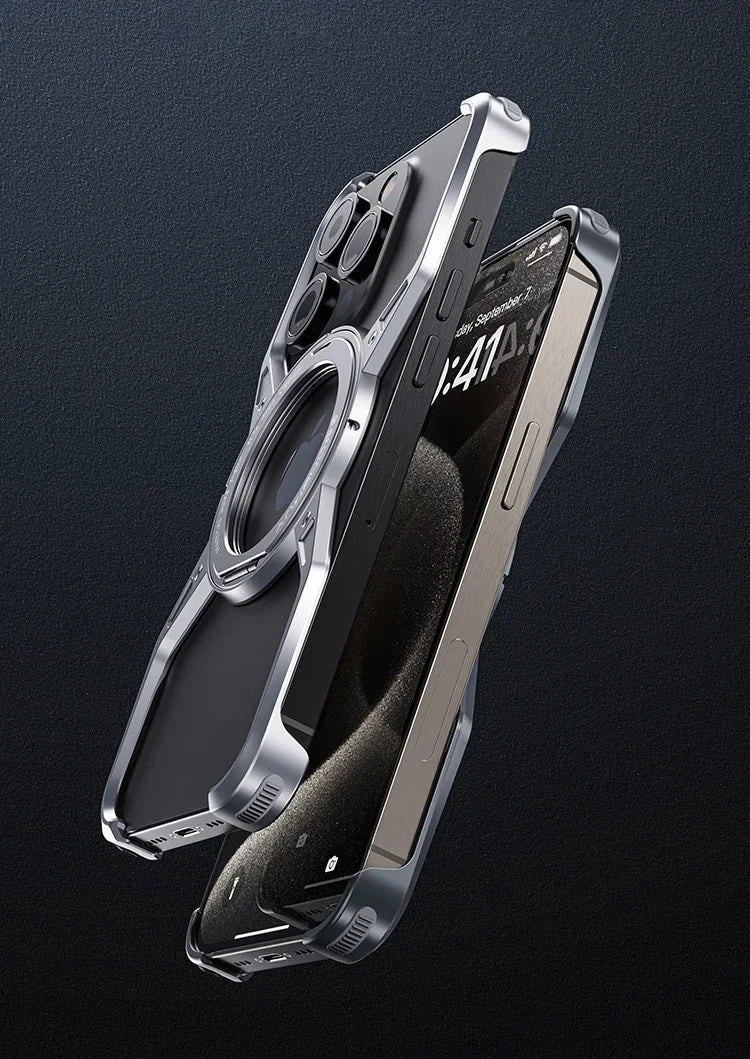 Metal Frameless Magsafe Magnetic Holder Phone Case For iPhone 16 15 14 13 Pro Max 16promax Aluminum Alloy Frame Shockproof Cover Caseverse