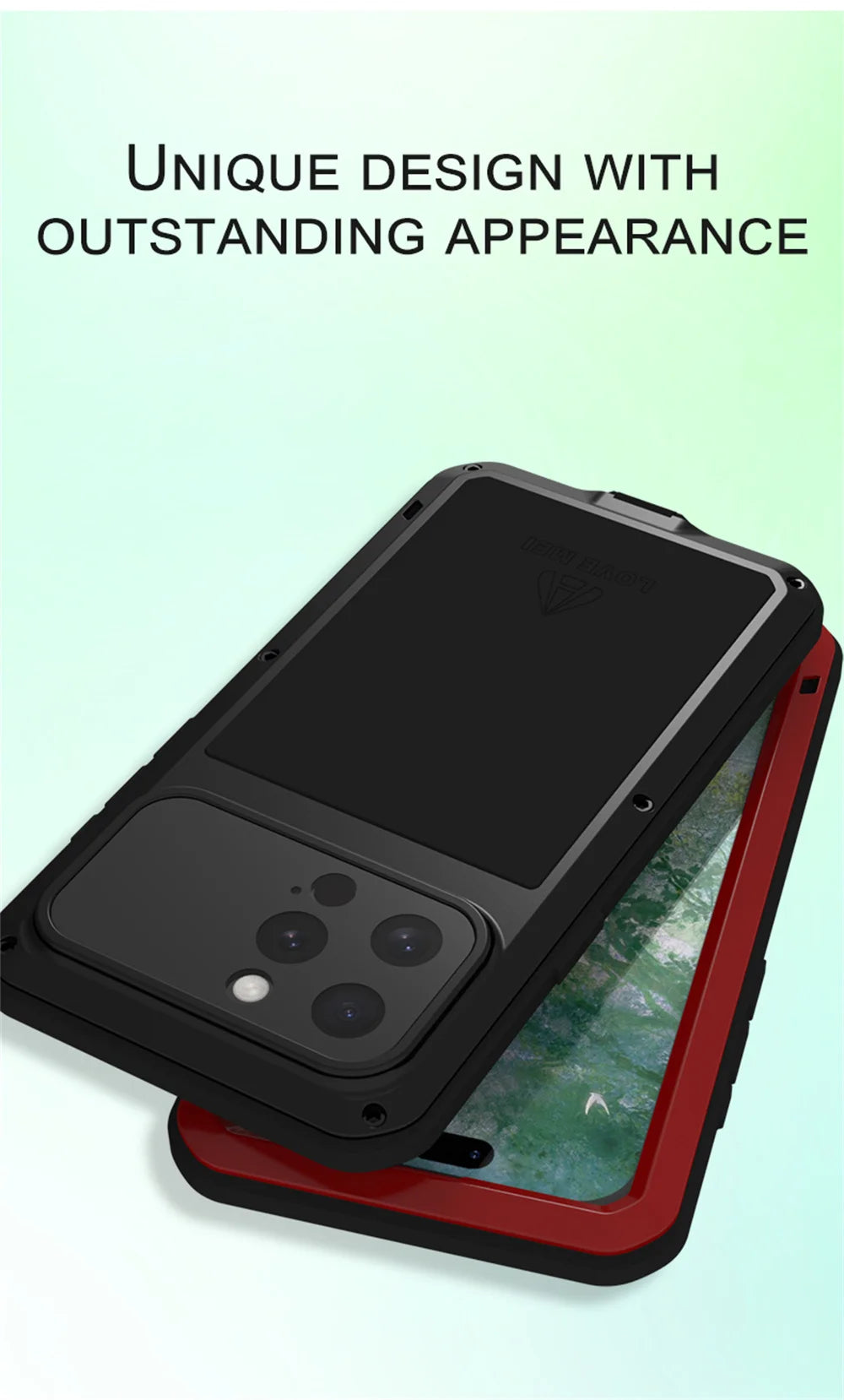 Original LOVE MEI Metal Armor For iphone 16 Pro Max Case 15 Plus 14 Military Grade Silicone Shockproof Cover Built-in Protector - Caseverse