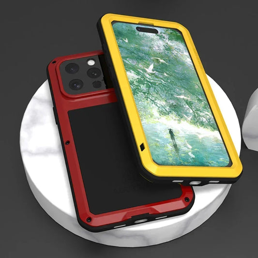 Original LOVE MEI Metal Armor For iphone 16 Pro Max Case 15 Plus 14 Military Grade Silicone Shockproof Cover Built-in Protector - Caseverse