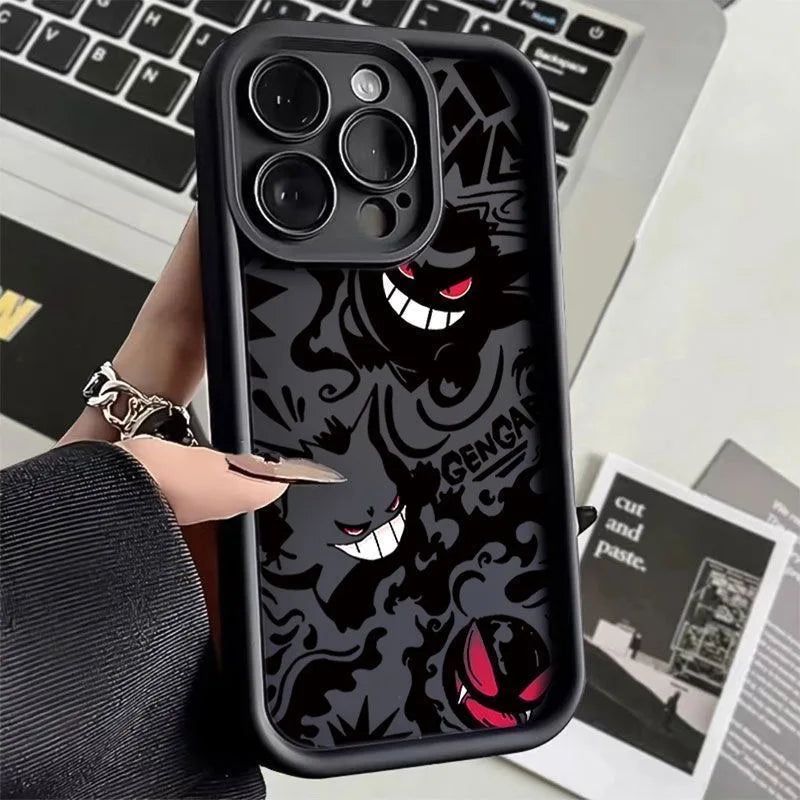 Pokemon Gengar Phone Case for iPhone 15 14 13 12 Mini 11 Pro Max XS X XR 8 7 6S 6 Plus SE 2020 Liquid Silicone Shockproof Cover - Caseverse