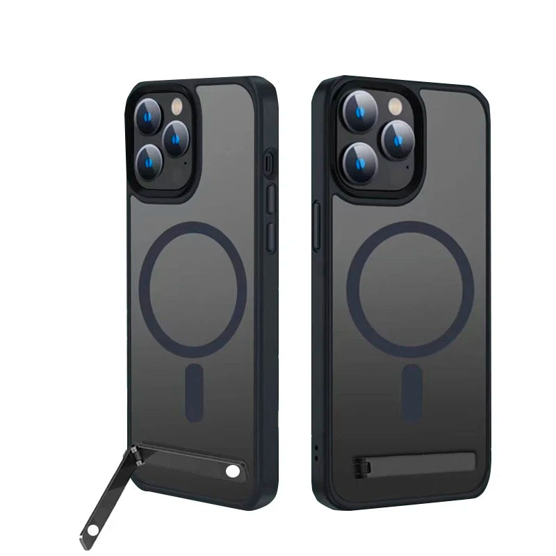 Magnetic Phone Case with Metal Stand for iPhone 16 15 14 13 12 Pro Max Plus Translucent Mobile Cases Military Grade Back Cover Caseverse