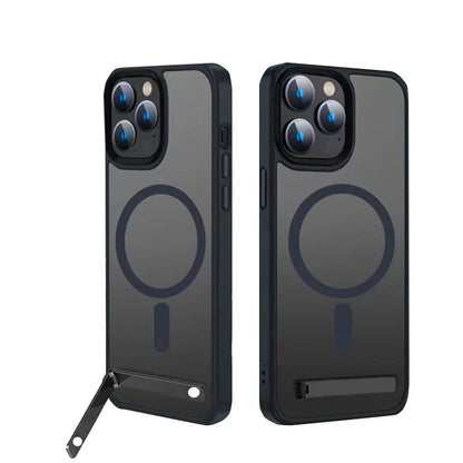 Magnetic Phone Case with Metal Stand for iPhone 16 15 14 13 12 Pro Max Plus Translucent Mobile Cases Military Grade Back Cover Caseverse