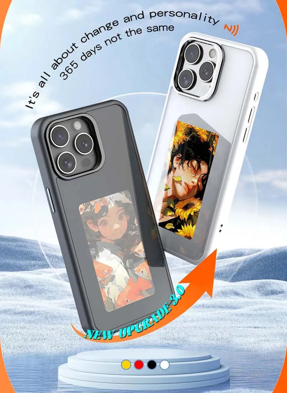 New-tech NFC Function Phone Case For Iphone 15 14 13 Pro Max DIY Cases E-Ink Screen Phone Cover Cartoon Girl Fundas Battery Free - Caseverse