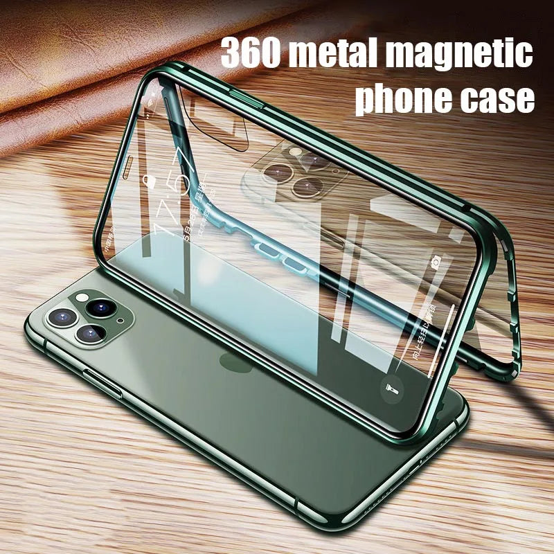 360 Metal Magnetic Case For iPhone 13 12 Mini 11 12 13 14 Pro Max Cases For iPhone X XR XS MAX 7 8 6 6S Plus SE 2020 Cover Coque Caseverse