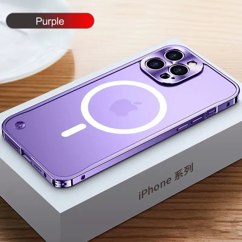 Metal Phone Cases For IPhone 12 13 14 15 16 Pro Max Plus Cover Magnetic Aluminum Frame Phone Shell For Iphone 13 Mini 14 15 Plus Caseverse