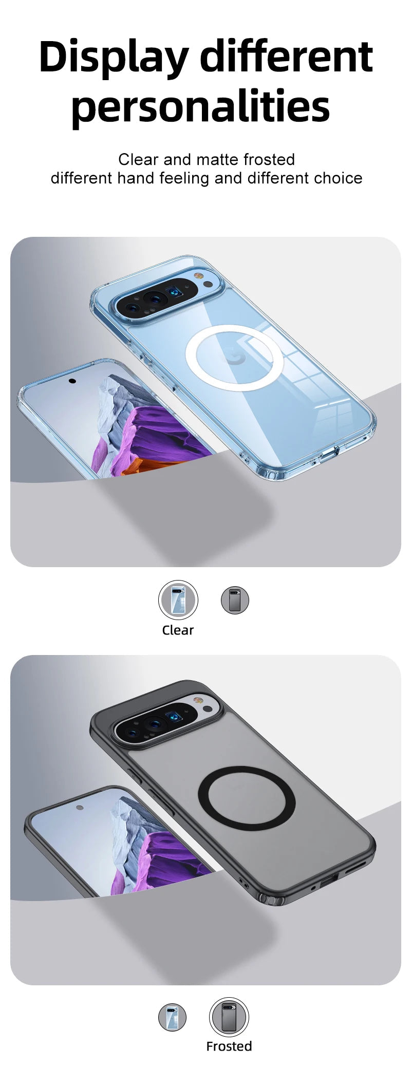 For Google Pixel 9 Pro XL 8 7 Pro 8a 7a Magsafe Case Matte White & Clear Wireless Charging Shockproof Magnetic Armor Cover Caseverse