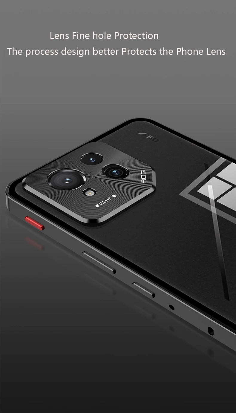 Metal Bumper Phone Case lock buckle For ASUS ROG Phone 9 Pro Single sided Tempered Glass Back Full Lens Protection Cover cases