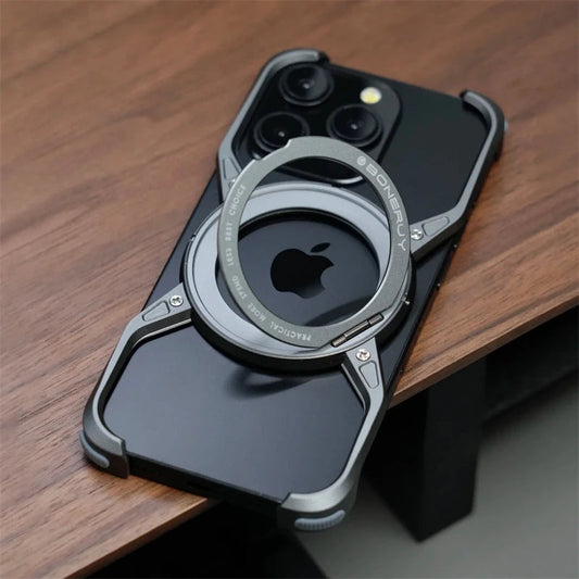 Metal Frameless Magsafe Magnetic Holder Phone Case For iPhone 16 15 14 13 Pro Max 16promax Aluminum Alloy Frame Shockproof Cover Caseverse
