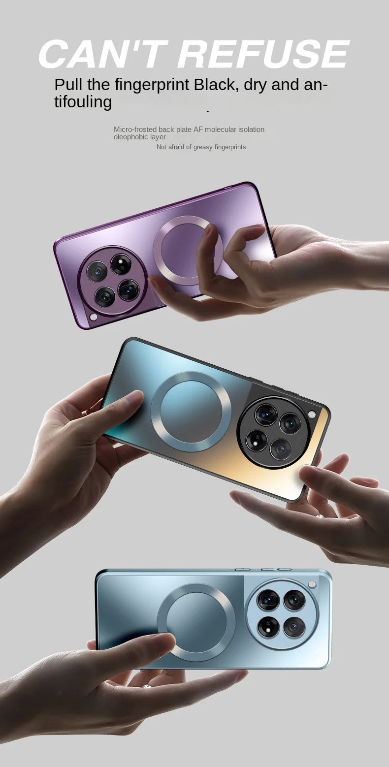 For OnePlus 12 Case Hard Matte Magnetic Wireless Charging MagSafe Protect Back Cover Case For OnePlus12 One Plus 12 Phone Shell - Caseverse