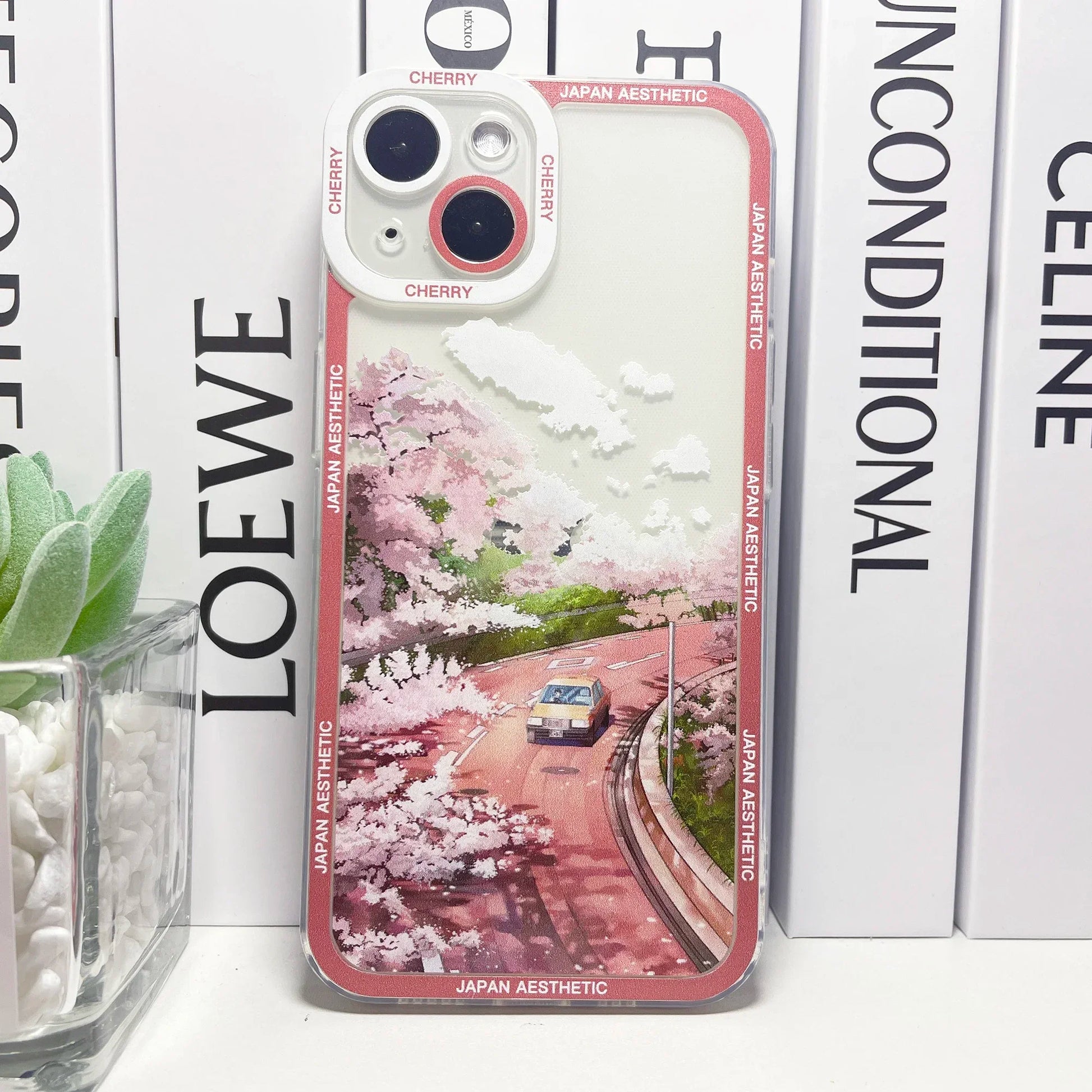 Japanese Anime Aesthetic Cherry Blossoms Silicone Phone Case For iPhone 16 15 14 13 12 11 Pro Max Min Plus Soft Cover - Caseverse
