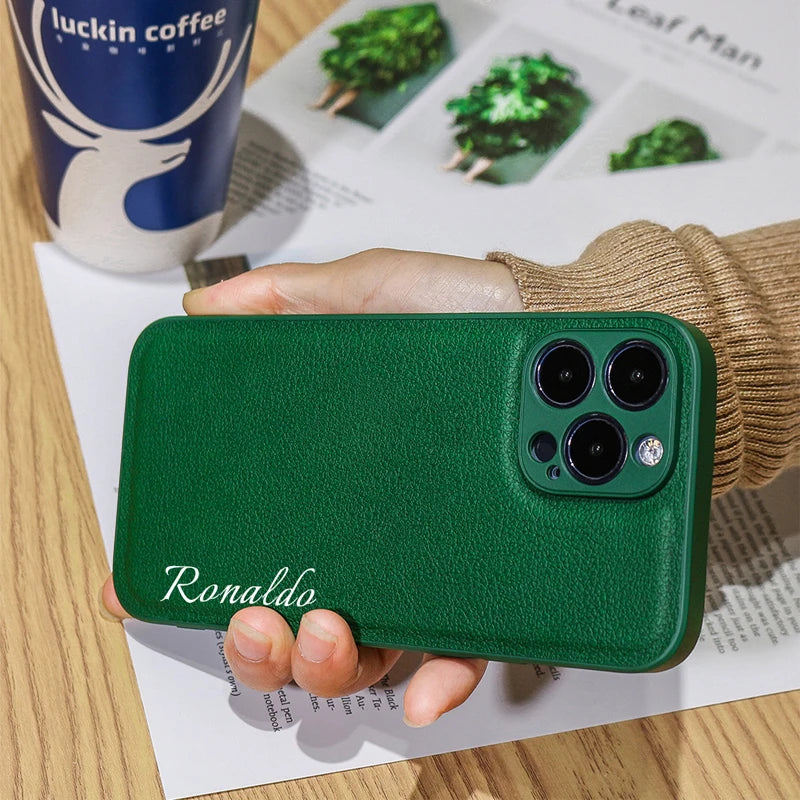 Personalized Customized Name Heart Phone Case for iPhone 16 15 14 13 Pro Max 12 11 X XS XR Design Leather Protective Back Cover Caseverse