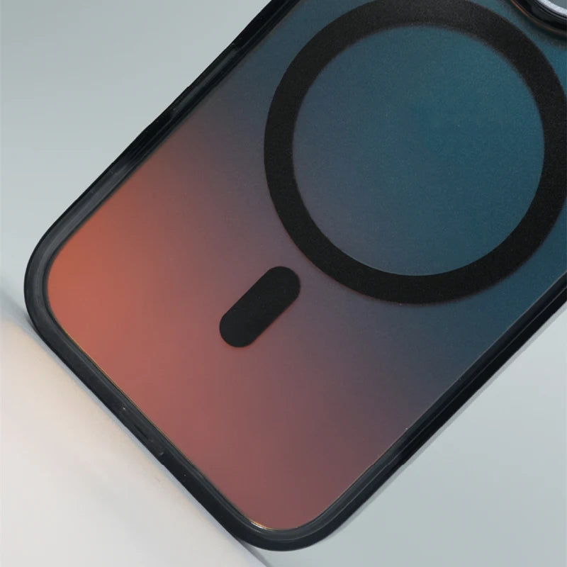 Metal Lens Kickstand Laser MagSafe Phone Case For iPhone 16 16pro max 14 15 Pro 13 12 Magnetic Wireless Charging Hard PC Cover Caseverse