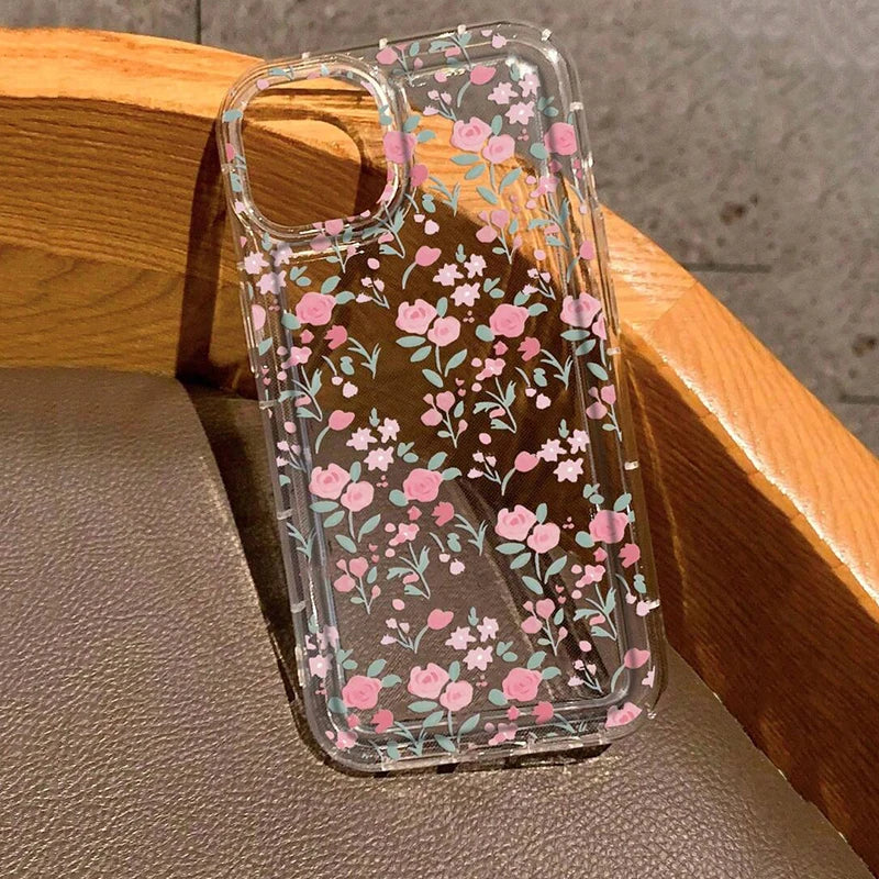 Metal Tulip Pattern Airbag Protective Phone Case For iPhone 14 13 11 15 16 Pro Max 16E 12 Mini XS XR X 8 7 Plus SE 2 Plus Cover Caseverse