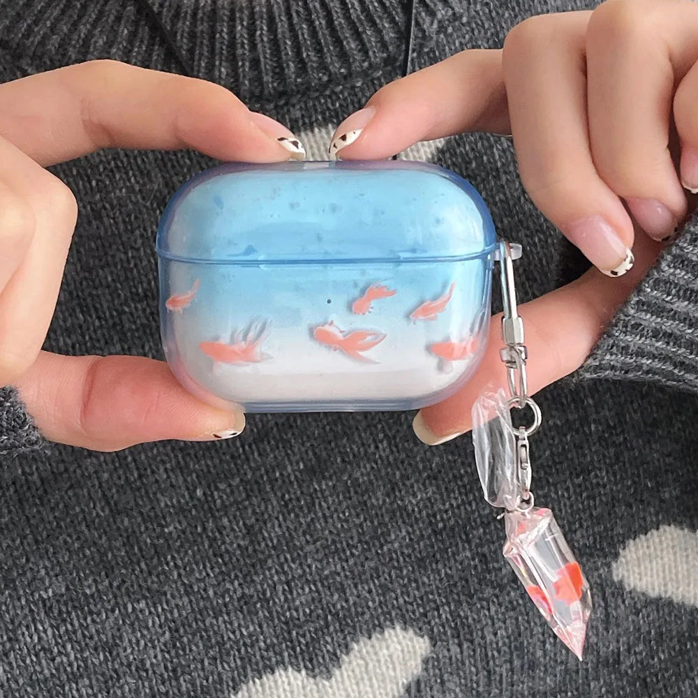 Cute and ornamental koi gradient earphone case for airpods 2 3 4 TPU soft protective cover for airpods pro 2 2nd charge box case Caseverse