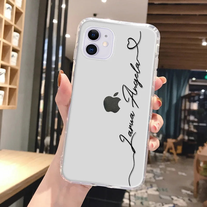 Personalized Custom Name Phone Case For iPhone 13 12 11 14 15 16 pro 16 14 15 Plus Xs MAX XR 12 13 Mini Clear Cover Capa Fundas Caseverse