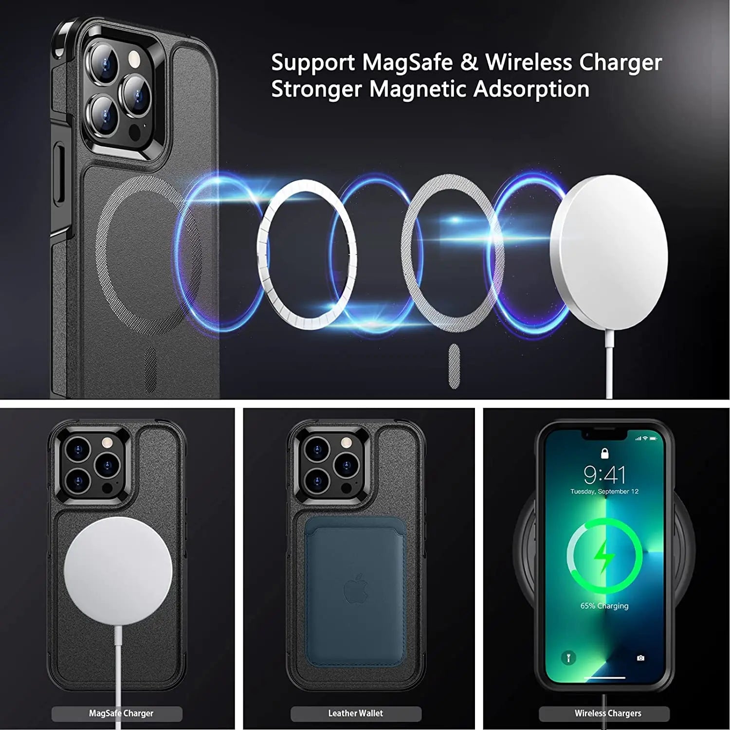 For iPhone 15 14 13 12 Magnetic Case Magsafe Military Grade Protection Back Shockproof Phone Case - Caseverse