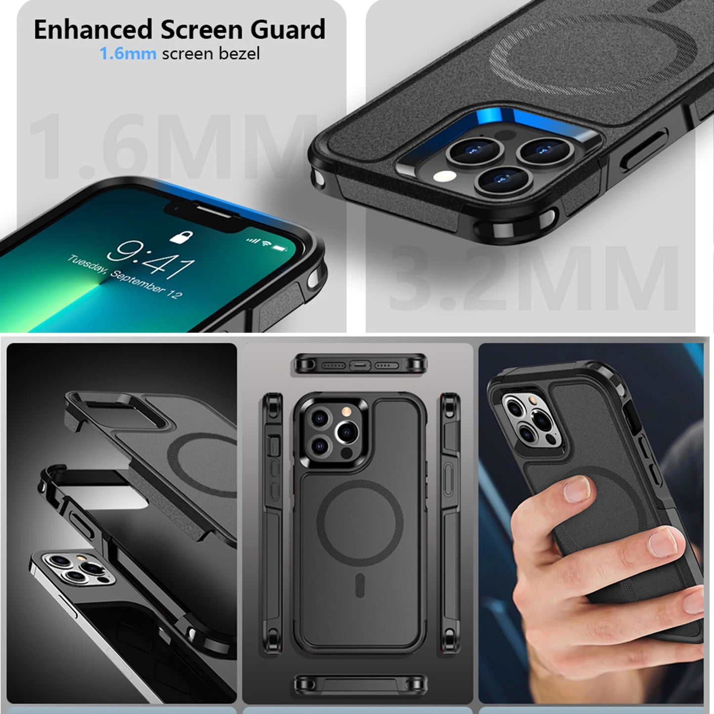For iPhone 15 14 13 12 Magnetic Case Magsafe Military Grade Protection Back Shockproof Phone Case - Caseverse