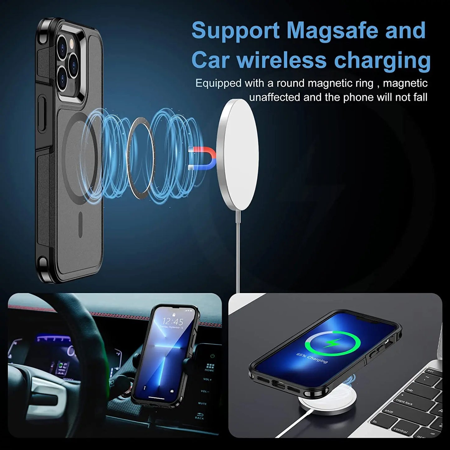 For iPhone 15 14 13 12 Magnetic Case Magsafe Military Grade Protection Back Shockproof Phone Case - Caseverse